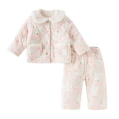 Dave&Bella Toddler Girls Cute Pink Swan Print Indoor Plush Pajamas