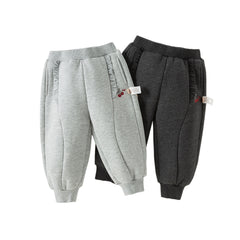 Dave&Bella Toddler Girls Winter Casual Plush-lined Drawstring Loose Sweatpants