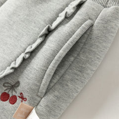 Dave&Bella Toddler Girls Winter Casual Plush-lined Drawstring Loose Sweatpants