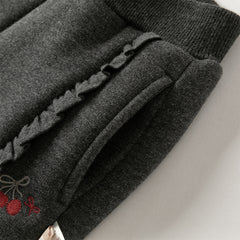 Dave&Bella Toddler Girls Winter Casual Plush-lined Drawstring Loose Sweatpants