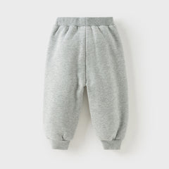 Dave&Bella Toddler Girls Winter Casual Plush-lined Drawstring Loose Sweatpants