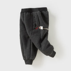 Dave&Bella Toddler Girls Winter Casual Plush-lined Drawstring Loose Sweatpants