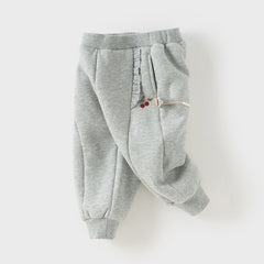 Dave&Bella Toddler Girls Winter Casual Plush-lined Drawstring Loose Sweatpants