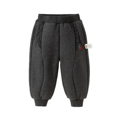 Dave&Bella Toddler Girls Winter Casual Plush-lined Drawstring Loose Sweatpants