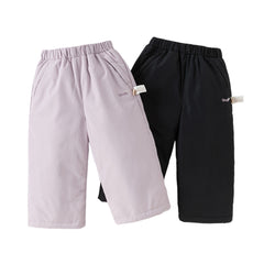 Dave&Bella Kids Girls Winter Casual Grey Purple/Black Windproof Straight-leg Down Pants