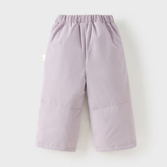 Dave&Bella Kids Girls Winter Casual Grey Purple/Black Windproof Straight-leg Down Pants