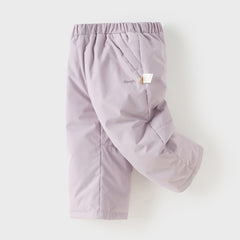 Dave&Bella Kids Girls Winter Casual Grey Purple/Black Windproof Straight-leg Down Pants