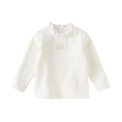 Dave&Bella Toddler Girls Winter Adorable Pink/White Lace Collar T-shirts Tops