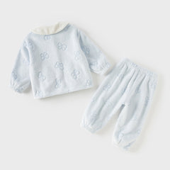 Dave&Bella Toddler Girls Gentle Blue Soft Plush Indoor Pajamas