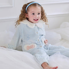 Dave&Bella Toddler Girls Gentle Blue Soft Plush Indoor Pajamas