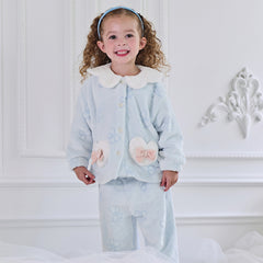 Dave&Bella Toddler Girls Gentle Blue Soft Plush Indoor Pajamas