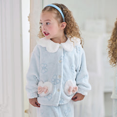 Dave&Bella Toddler Girls Gentle Blue Soft Plush Indoor Pajamas