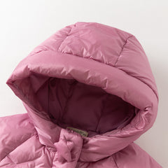 Dave&Bella Toddler Girls Winter Purple-pink Windproof Hooded Mid-length Down Coats