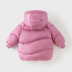Dave&Bella Toddler Girls Winter Purple-pink Windproof Hooded Mid-length Down Coats