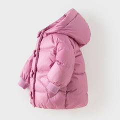 Dave&Bella Toddler Girls Winter Purple-pink Windproof Hooded Mid-length Down Coats