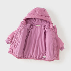 Dave&Bella Toddler Girls Winter Purple-pink Windproof Hooded Mid-length Down Coats