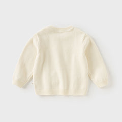 Dave&Bella Toddler Girls/Boys Winter Versatile Beige Cotton Cozy Pullover Sweaters Tops