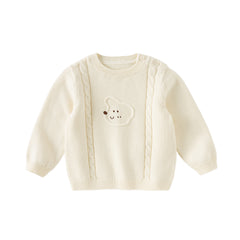 Dave&Bella Toddler Girls/Boys Winter Versatile Beige Cotton Cozy Pullover Sweaters Tops