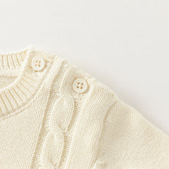 Dave&Bella Toddler Girls/Boys Winter Versatile Beige Cotton Cozy Pullover Sweaters Tops