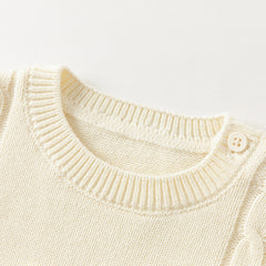 Dave&Bella Toddler Girls/Boys Winter Versatile Beige Cotton Cozy Pullover Sweaters Tops