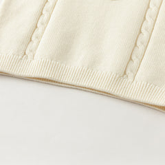 Dave&Bella Toddler Girls/Boys Winter Versatile Beige Cotton Cozy Pullover Sweaters Tops