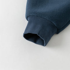 Dave&Bella Toddler Boys Casual Navy Blue Warm Plush-lined Drawstring Loose Pants