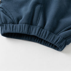 Dave&Bella Toddler Boys Casual Navy Blue Warm Plush-lined Drawstring Loose Pants