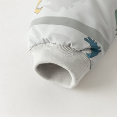 Dave&Bella Toddler Boys Winter Playful Dinosaur Print Outwear Cozy Padded Hooded Coats