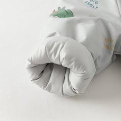 Dave&Bella Toddler Boys Winter Playful Dinosaur Print Outwear Cozy Padded Hooded Coats