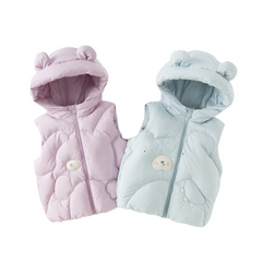 Dave&Bella Toddler Girls/Boys Winter Outdoor Windproof White Duck Down Hooded Vests