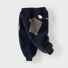 Dave&Bella Toddler Girls/Boys Winter Versatile Adjustable Waistband Plush-lined Sweatpants