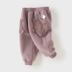 Dave&Bella Toddler Girls/Boys Winter Versatile Adjustable Waistband Plush-lined Sweatpants