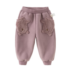 Dave&Bella Toddler Girls/Boys Winter Versatile Adjustable Waistband Plush-lined Sweatpants