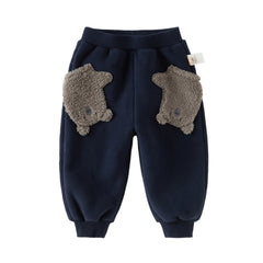 Dave&Bella Toddler Girls/Boys Winter Versatile Adjustable Waistband Plush-lined Sweatpants