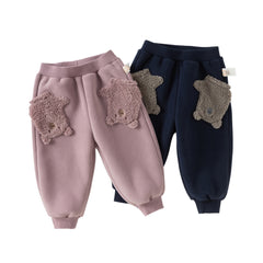 Dave&Bella Toddler Girls/Boys Winter Versatile Adjustable Waistband Plush-lined Sweatpants