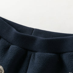Dave&Bella Toddler Girls/Boys Winter Versatile Adjustable Waistband Plush-lined Sweatpants