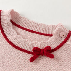 Dave&Bella Kids Girls Elegant Pink/Beige Versatile Pullover Soft Pure Cashmere Sweaters