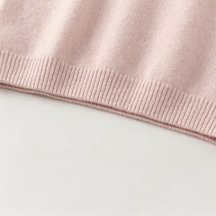 Dave&Bella Kids Girls Elegant Pink/Beige Versatile Pullover Soft Pure Cashmere Sweaters