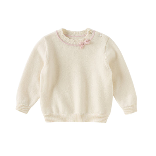 Dave&Bella Kids Girls Elegant Long-sleeved Versatile Pullover Pure Cashmere Sweater Tops