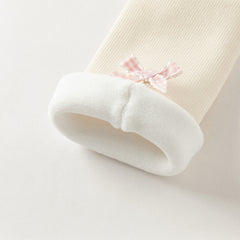 Dave&Bella Kids Girls Beige/Grey Plush-lined Warm Footless Tights Leggings