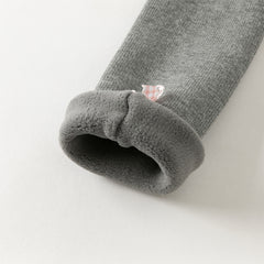 Dave&Bella Kids Girls Beige/Grey Plush-lined Warm Footless Tights Leggings