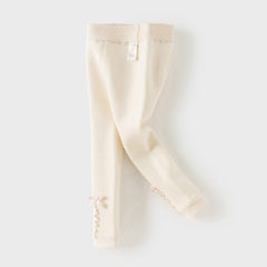 Dave&Bella Kids Girls Beige/Grey Plush-lined Warm Footless Tights Leggings