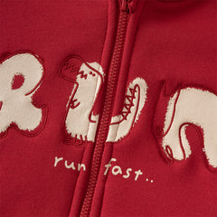 Dave&Bella Toddler Boys Festival Red Long-sleeved Hooded Outwear Plush-lined Coats