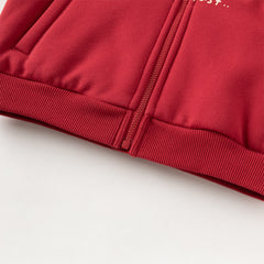 Dave&Bella Toddler Boys Festival Red Long-sleeved Hooded Outwear Plush-lined Coats