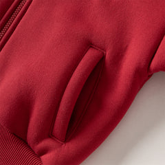 Dave&Bella Toddler Boys Festival Red Long-sleeved Hooded Outwear Plush-lined Coats