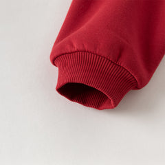 Dave&Bella Toddler Boys Festival Red Long-sleeved Hooded Outwear Plush-lined Coats