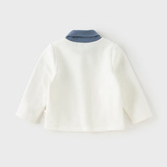 Dave&Bella Toddler Boys Winter Gentle White Turtle Long Sleeve T-shirts Tops