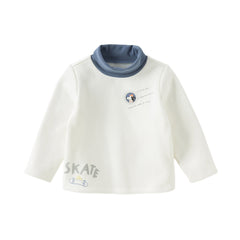 Dave&Bella Toddler Boys Winter Gentle White Turtle Long Sleeve T-shirts Tops