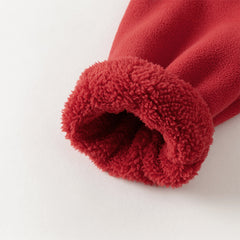 Dave&Bella Toddler Boys Playful Red Chinese-style Hooded Sweatshirt Long Pants Sets