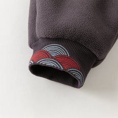 Dave&Bella Toddler Boys Playful Red Chinese-style Hooded Sweatshirt Long Pants Sets